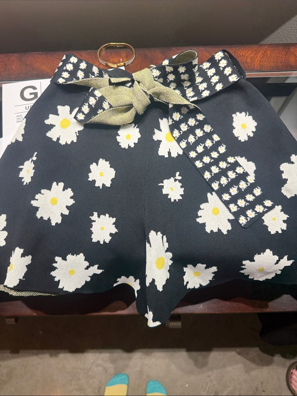 Maje Black Daisy Knit Skort with Woven Belt